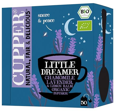 CUPPER - Caja de 50 Bolsitas de Infusión Ecológica Sleep Time Bio - Apto para Veganos - Contiene Manzanilla, Melisa, Lavanda