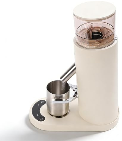 Dpofirs Burr Kaffekvarn, Elektrisk Enkeldos Kaffekvarn, med 60 Slipinställningar, 80 G Kapacitet, Portafilterstöd för Espresso Dropp Fransk Press Kall Slip Hemanvändning (685 aprikos)