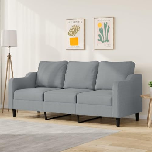 WEMYUFURN Dreisitzer Sofa Modern Grau – Strapazierfähiger Stoff, Robustes Metallgestell, Atmungsaktiv & Langlebig für Wohnzimmer