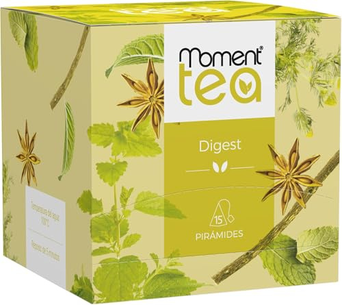 Moment Tea- Infusión Digest estuche de 15 pirámides de 1.25g (Paquete de 5)