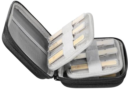 Reed Storage Organizer, Portable Oboe Holder Case, 12-Slot Large Capacity Fagott Accessory Box, Wooden Reed Protection Interior Detail, Instrument Case With Secure Latch, For Musicians Travel Home
