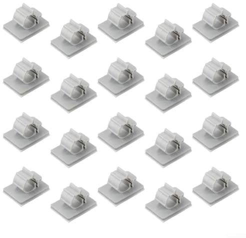 20-Pack Gray Plastic Water Pipe Clamps and Holders for 6.5mm and 9.5mm Pipes, Self-Adhesive Retaining Clips(9.5MM)