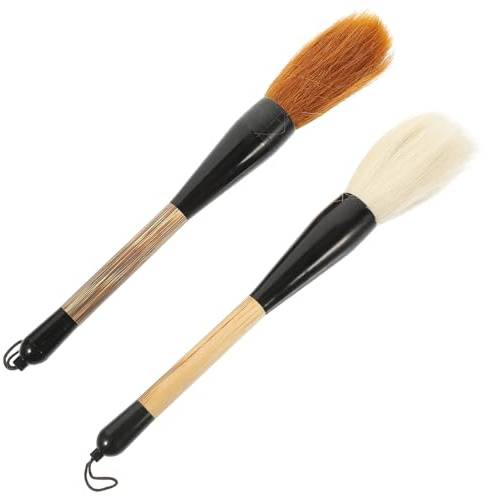 WRITWAA Pinceles de Caligrafía Chinos Grandes 2 Piezas (pelo y Cabra) para Pintura y Escritura Tradicional, Pinceles de Dibujo y Pintura Artística para Estudiantes y Profesionales