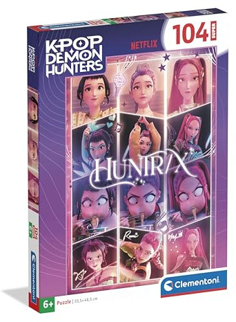 Clementoni Supercolor Kpop Demon Hunters - Puzzle 104 Teile | ab 6 Jahren - buntes Kinderpuzzle mit besonderer Leuchtkraft & Farbintensität - Puzzle für Kinder 27242