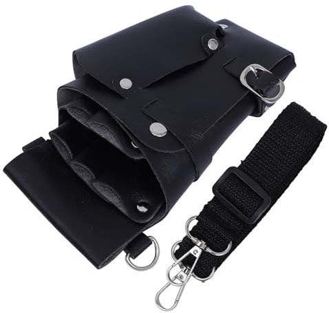 CIMAXIC Schwarze Friseurscherentasche aus Pu Leichte und Stabile Gürteltasche für Friseure und Haarschneider Handgefertigte Werkzeugtasche für Scheren und Kämme