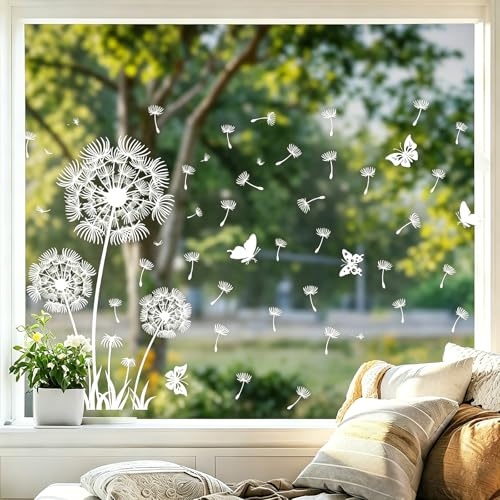Fönsterklistermärken vita maskrosblommor fönsterbilder vårblommor fönsterbilder självhäftande stöttåliga dubbelsidiga glasdekaler glasdekorationer lämpliga för vardagsrum sovrum