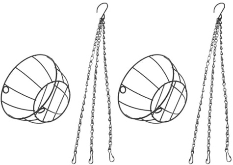 CHILDWEET 2pcs Metal Hanging Planter Basket for Spider Plants and Succulents, round Iron Wire Plant Holder with Chains, Elegant Balcony and Home Decoration Hanging Planter Holder