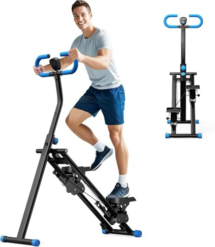 2026 Nueva máquina escalonada y ascendente mejorada con ajuste de altura de 3 niveles, una máquina elíptica LCD con diseño portátil plegable y pasamanos ajustables (negro)
