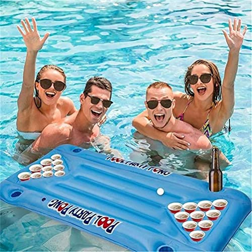 PUSOKEI Uppblåsbart ölpongbord |Flytande Flotte för Poolfest, Strand och Camping