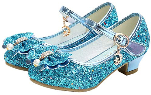 YOSICIL Ragazza Principessa Scarpe con Tacco Pendenti Scarpe Cristallo Partito Glitter Pumps Festive Carnevale Party Halloween Natale,EU26-38