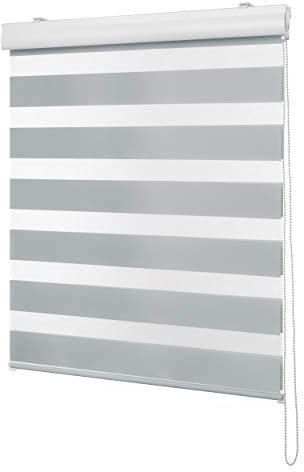 Ventanara® Doppelrollo Hellgrau mit Kassette Weiss Matt Duorollo Rollo Rolljalousie viele Größen (180 x 160 cm, Hellgrau/Kassette Weiss Matt)