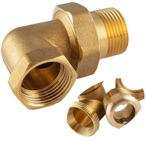 konst-install Winkelverschraubung 1/2 Zoll (IG Ø 18,6mm x AG Ø 21mm), IG/AG, aus Messing, konisch dichtend, Gewindefitting, für Heizung Trinkwasseranlage geeignet, Verschraubung 90 grad