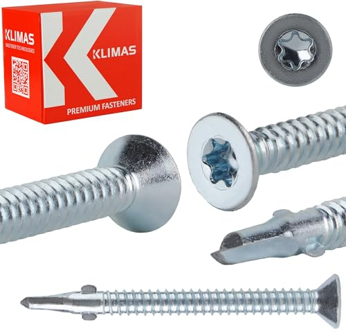 KLIMAS Vis à ailettes à tête fraisée pour bois sur acier Torx TX Ø 6,3 mm x 70 mm