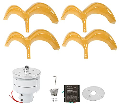 Windturbinen Generator Kit, 12V/24V/48V 400W 4 Blatt Windgenerator mit Steuerungsleistung, Kürbistyp Windrad Stromerzeugung, Windkraftanlage Komplett Set für Marine RV Home, Golden(48V)
