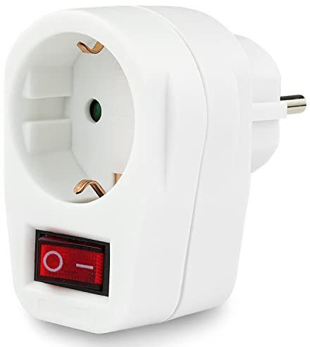 PERFECT Stromsparsteckdose - 1-fach - Zwischenstecker mit Schalter - schaltbare Steckdose - Schutzkontaktsteckdose - beleuchteter Schalter - 1 Stück