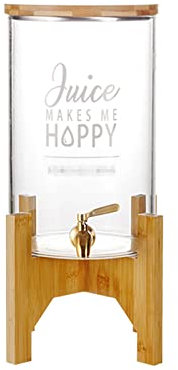 SYALEO Fria Dispensador de Bebidas de Vidrio con Tapa de bambú y Soporte Hervidor de Agua fría de Gran Capacidad Dispensador de Bebidas de Cerveza y Jugo para Licor de Kombucha Garrafa de Agua