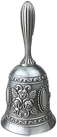 HUIHHAO Türklingel aus Gusseisen, Handglocke, Türklingel, Rosenmuster, Tischglocke, Abendessenglocke, Empfangsglocke, Handglocke, Ziehrassel, Bronze, Party-Dekoration, Geschenk, Glockenspiel(Gray)