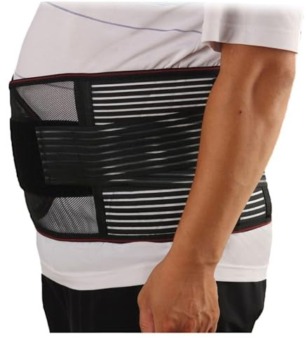 Large Size 4XL 5XL Back Lumbar Support Belt Waist Orthopedic Brace Men Women Mesh Breathable Lower Back Brace Sports Fitness Decompression Waist Trainer(Black,5XL)