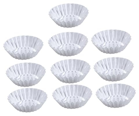 Luxshiny 24Pcs Aluminum Alloy Egg Tart Molds Nonstick Reusable Ripple Flower Shape Muffin Cupcake Baking Cups for Pies Cheesecakes Souffles and Custard Cakes