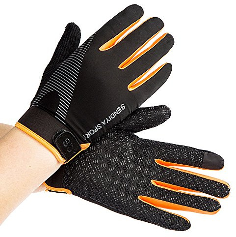 shilipai Sommar män och kvinnor is silke tunn fitness träning hela fingrar handskar bergsklättring utomhus halkfri sport andningsbara ridhandskar orange (orange)
