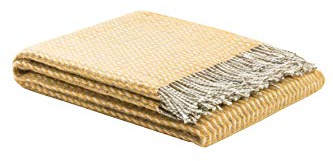 LANEROSSI - Plaid Braies S, 130x170 cm, 100% Lana, ocra