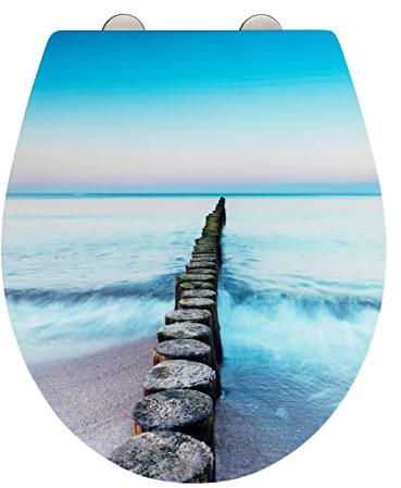 WENKO WC-Sitz Mod. Alba mit Relief, hygienischer Toilettensitz mit Absenkautomatik und Fix-Clip Befestigung, WC-Deckel mit Relief-Oberfläche, aus antibakteriellem Duroplast