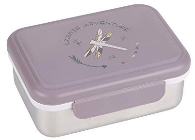 LÄSSIG Kinder Brotdose Edelstahl Lunchbox Frühstücksbox Nachhaltig Kindergarten Schule/Adventure Dragonfly, 1 Stück (1er Pack)