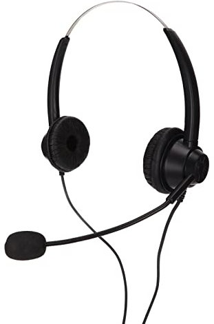 Goshyda H360D RJ9 Cuffie Telefoniche, Riduzione del Rumore Comode Cuffie Binaurali da Lavoro con Microfono, per Call Center, Servizio Clienti, Teleconferenze