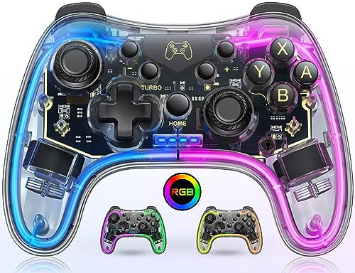 HELLCOOL Switch Controller mit Cooles RGB Licht Look/Aufwecken/Turbo Funktion/Präzise Joystick/Dual Motors Vibrations