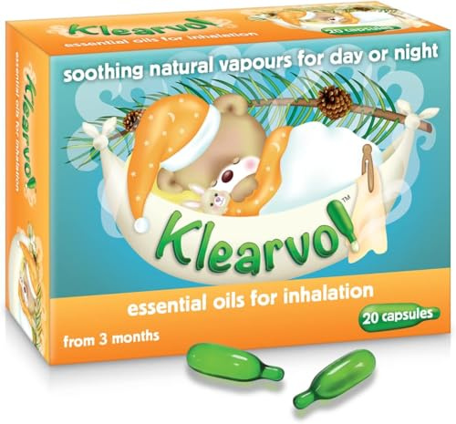 Klearvol Essential Oils Inhalation Capsules – Natural Vapour Blend for Clear Breathing and Congestion Relief – Eucalyptus, Pine & Menthol Oils - for Children of 3+ Months (20 Capsules)