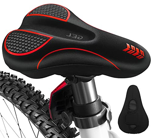 MSDADA Housse de siège de vélo en Gel rembourrée pour Homme et Femme - Coussin de Selle de vélo d'exercice Doux antidérapant et imperméable - Coussin de Selle de vélo avec Velcro pour extérieur et