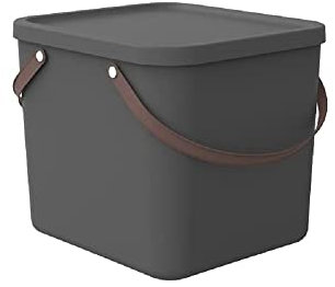 Rotho Albula Aufbewahrungsbox 40l mit Deckel, Kunststoff (PP recycelt), anthrazit, 40l (40.0 x 40.0 x 34.0 cm)