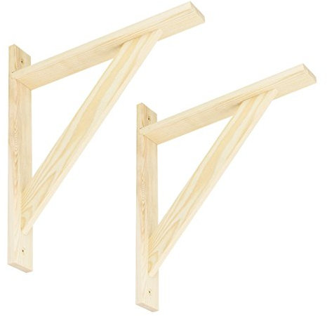 BRESKO Wandkonsole Regal-Halterung Regalhalter Regalkonsole Regalsystem Regalträger Regalwinkel Konsole Holz Kiefer 2 Stück (320x280 mm)