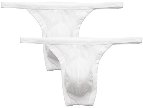 Summer Code Perizoma Uomo Mutande Slip Tanga String in Micro Rete Comode e Traspiranti Thong G-String Maschile, Pacco da 2 Bianco, XXL
