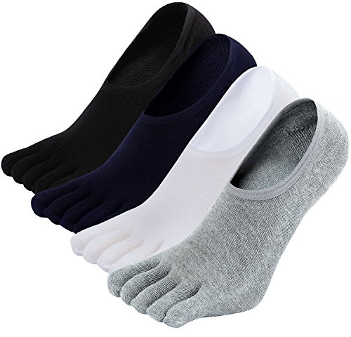 Hellomamma Toe Socks for Men No Show Running Five Finger Socks Invisible Low Cut for Boat Loafer Multicolor 11-13