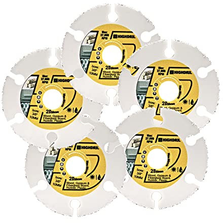 HIGHDRIL Hartmetall Diamant Holzschneideklingen - 50mm x 5 Vakuumgelötet Scheibe für Kunststoff, Holz und Glasfaser