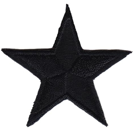 Stern Schwarz klein Aufnäher zum aufbügeln oder aufnähen Bügelbild Star Aufbügler für Kleidung gestickter Bügelflicken Applikation Patch Größe 4,5 x 4,5 cm