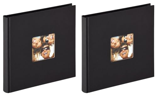 walther design Fotoalbum schwarz 18 x 18 cm mit Cover-Ausstanzung, Fun FA-199-B (Packung mit 2)