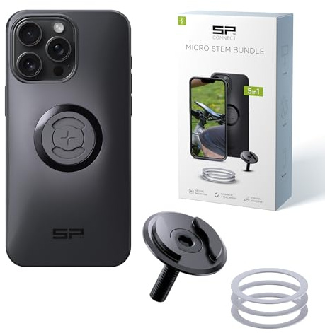 SP CONNECT Micro Stem Bundle | SPC+ | para iPhone 15 Pro MAX | Soporte para el Manillar de la Bicicleta | Soporte para Smartphone Bicicleta | Soporte para teléfono móvil