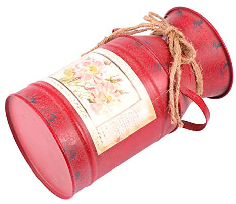 Cabilock 1 Pc Jarra de Leche Antigua Cubo francés florero Planta decoración Cubo de jardinería Retro Tina de Flores de exhibición Antiguo Barril metalico balde Cubo de Flores Decoraciones