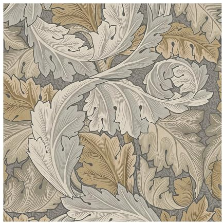 Papier peint intissé William Morris Acanthus 1005x52cm Gris, brun, beige
