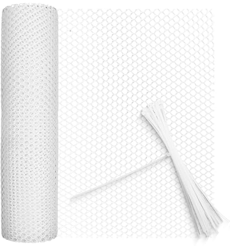 Grillage plastique filet poule grillage souple clôture en plastique trou de 8mm filet pour poulailler (Blanc, 40cm×5m)