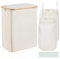 ROSOS Laundry Basket with Lid, 150L Collapsible, 2 Compartments, Beige