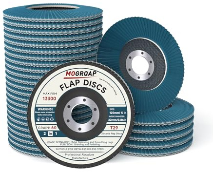 MOGRQAP 20 Pezzi Dischi Abrasivi Per Smerigliatrice Angolare, 125 mm Dischi Lamellari Grana 60, Disco Lamellare Per Lucidatura Di Metallo, Legno, Acciaio