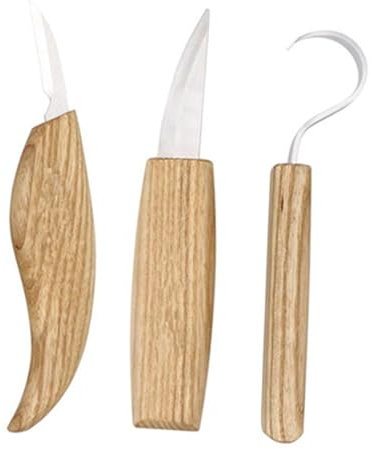 HOMSFOU Utensili Intaglio Legno Con Manico Legno Curvo e Lama in Acciaio Resistente Per Scultura Di Precisione Sicuro e Durevole Per Principianti e Artigiani