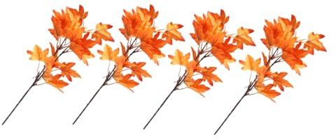 BAZEITFLOW 4 Pezzi Decorazioni Foglie Finte Autunnali Rametti Acero Artificiale Realistici Addobbi per Feste e Matrimonio Foglie Piccole per e Eleganti