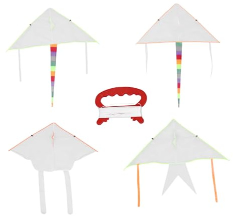 Milisten 4 Juegos Kit de Cometas Blancas para Pintar con Línea Giratoria de Manualidades para Niñas Actividad al Aire para Desarrollar Creatividad y Diversión Familiar