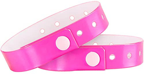 Ouchan Plastic Event Wristbands Neon Pink - 100 Pack Wristbands for Parties
