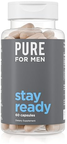 Pure for Men Original Cleanliness Stay Ready Fiber Supplement | Helps Promote Digestive Regularity | Psyllium Husk, Aloe Vera, Chia Seeds, Flaxseeds | Proprietary Formula | 60 Vegan Capsules