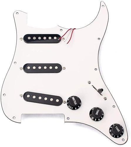 Alnicov 3-lagiges SSS-E-Gitarrenteil vorverdrahtet geladener Pickup Pickguard-Baugruppe Weiß